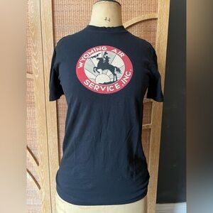 J. Peterman Black Tee with Vintage Wyoming Air Service Graphic